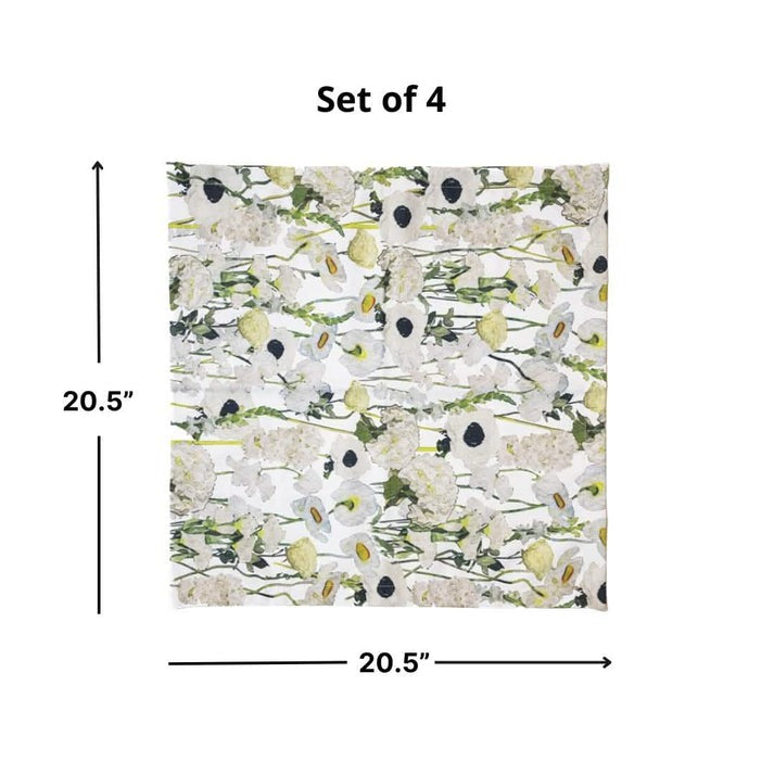 Cream Floral Garden 20.5" Napkin Set of Four