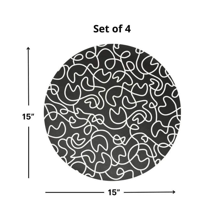 Black & White Squiggly 15" Placemat Set of Four