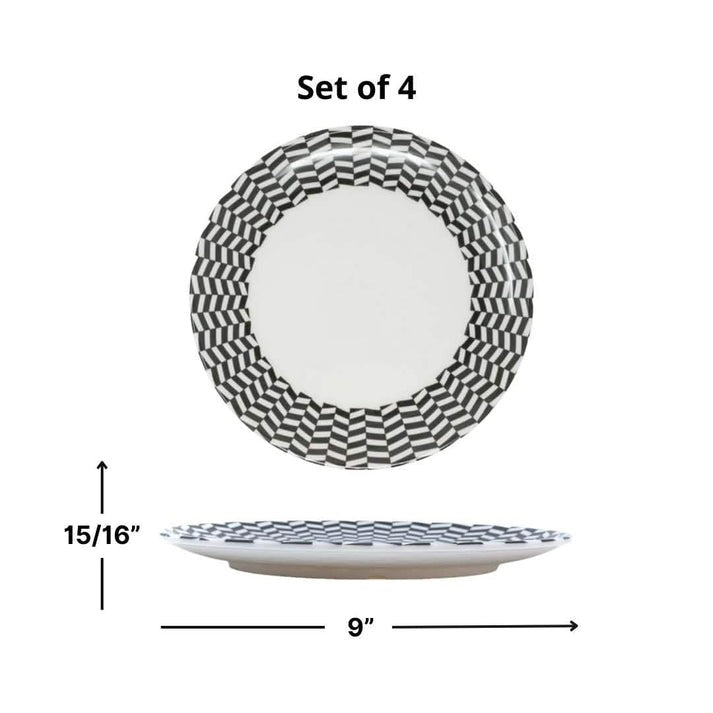 Black & White Chevron 9" Salad Plate Set of 4