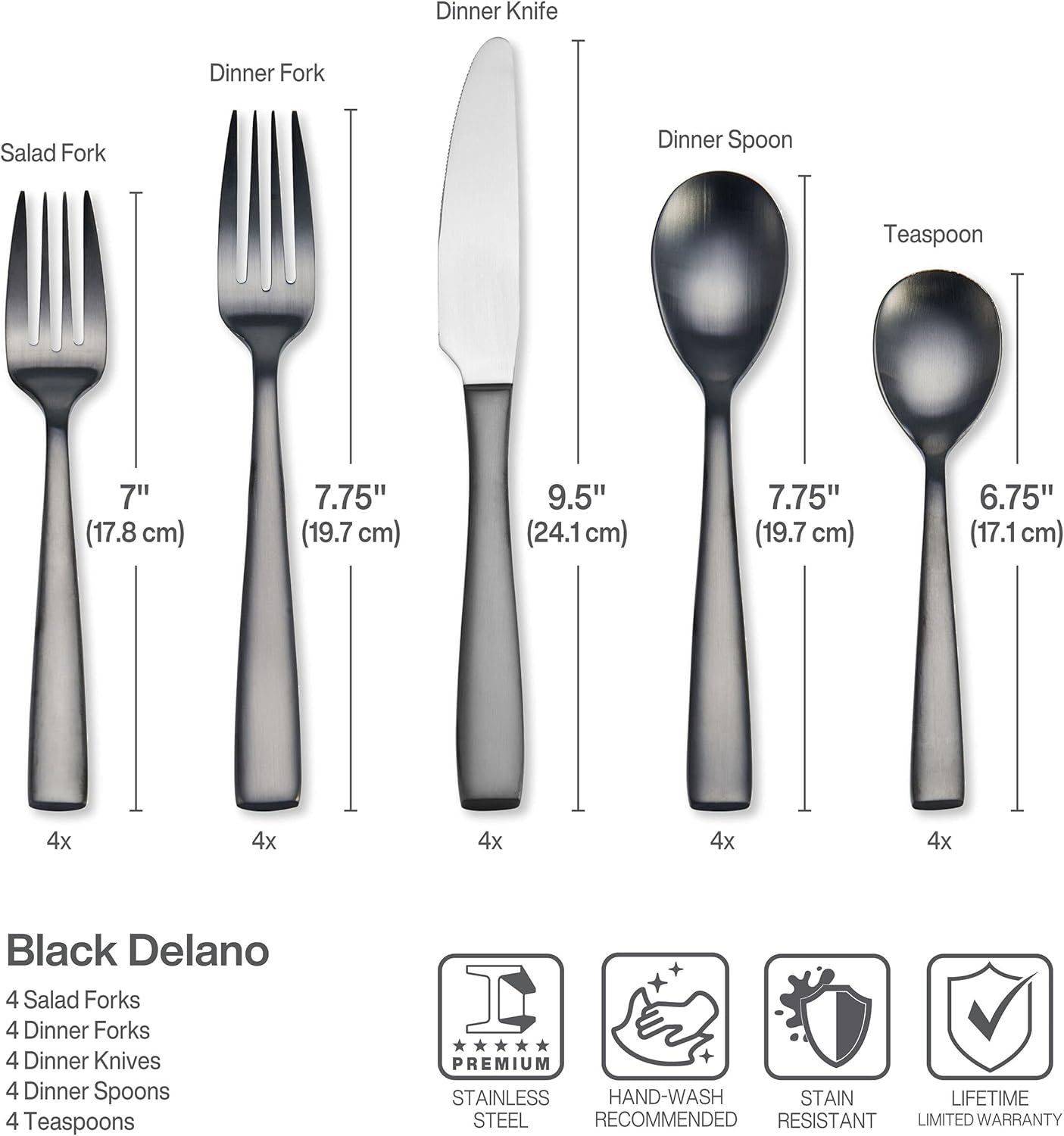 Delano Gunmetal 20 pc Flatware Set