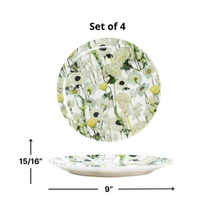 Cream Floral Garden 9" Salad Plate Set of 4