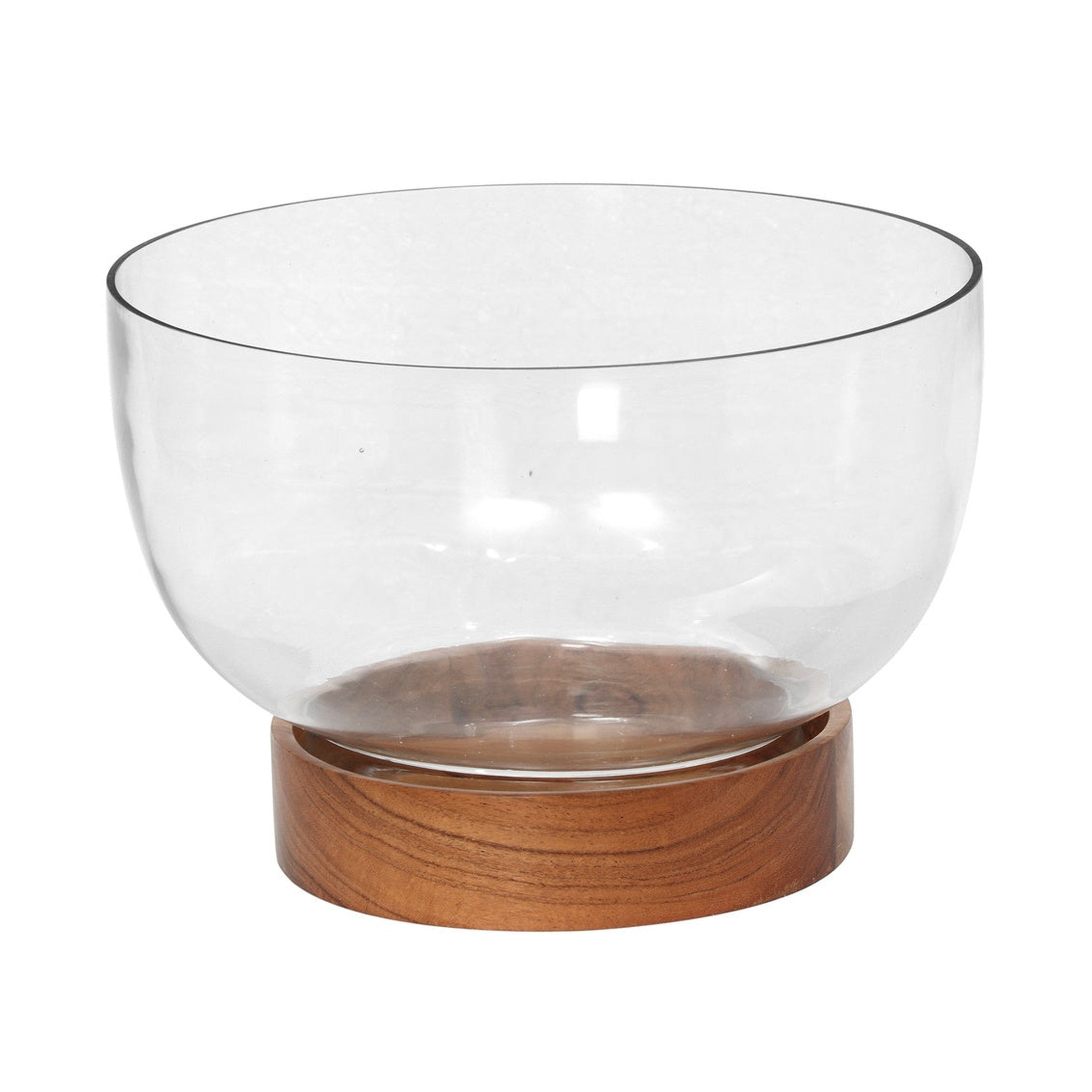 Basic Glass Serving Bowl Wood Base