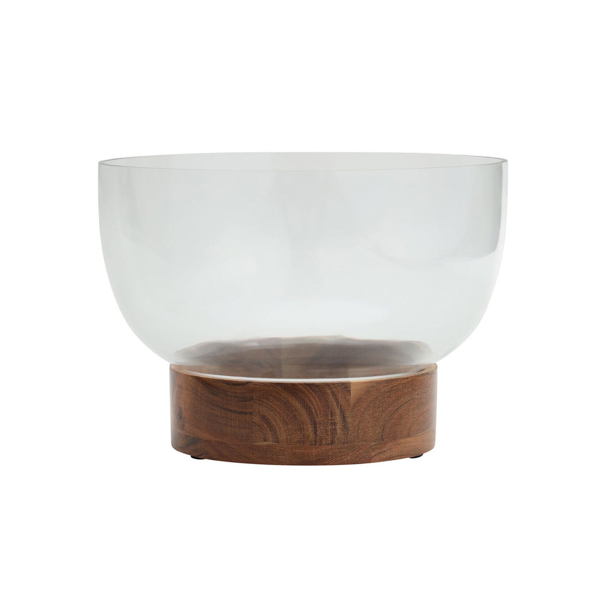 Basic Glass Serving Bowl Wood Base