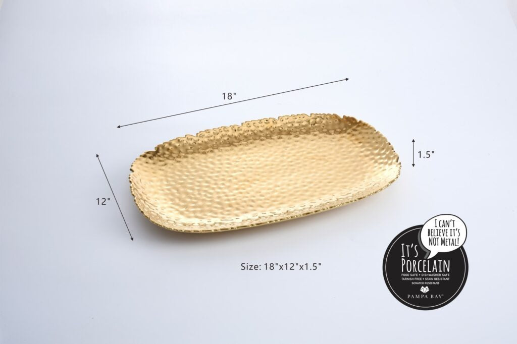 XLarge Gold Rectangle Ceramic Tray