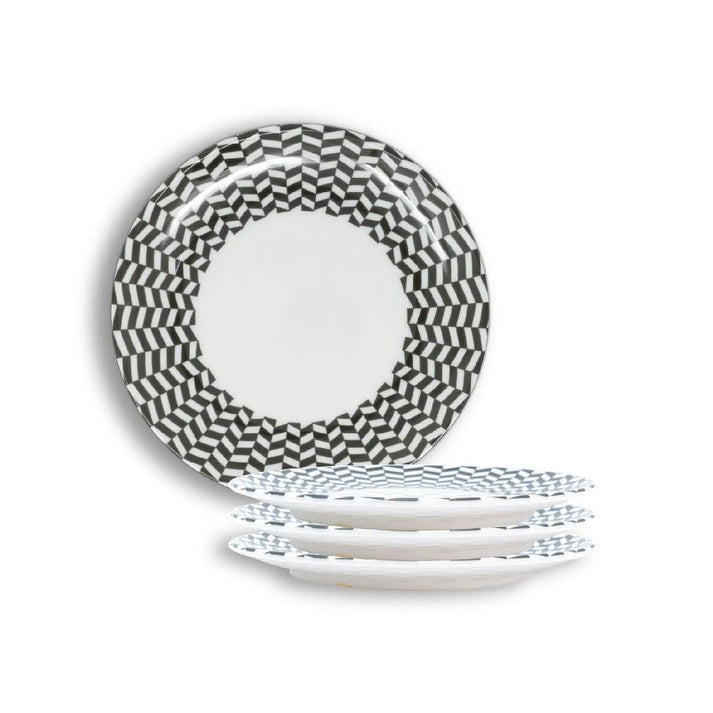 Black & White Chevron 9" Salad Plate Set of 4