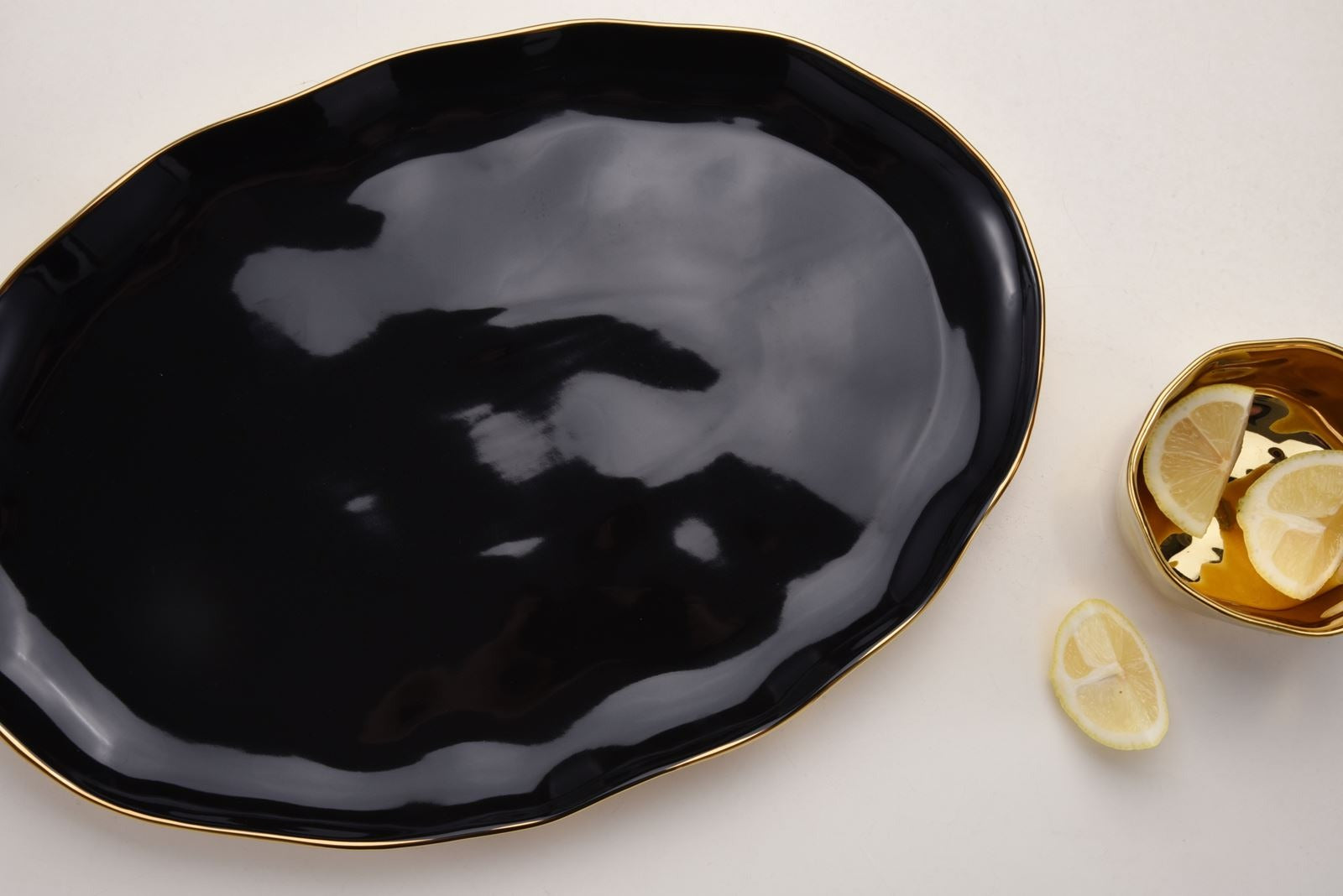 Black & Gold Oval Platter