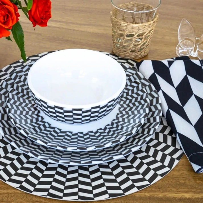 Black & White Chevron 9" Salad Plate Set of 4