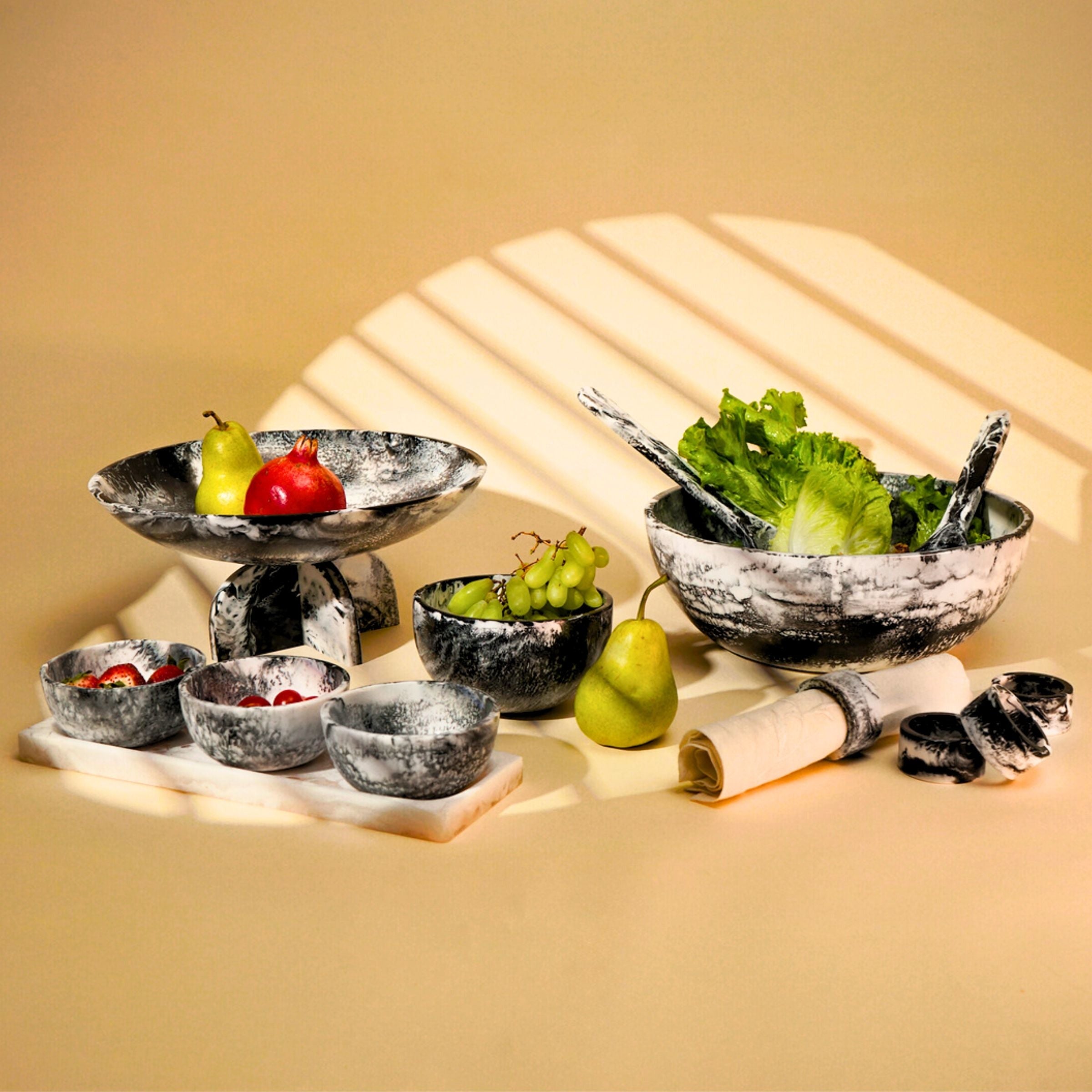 Lucente Black & White Resin Salad Server Set