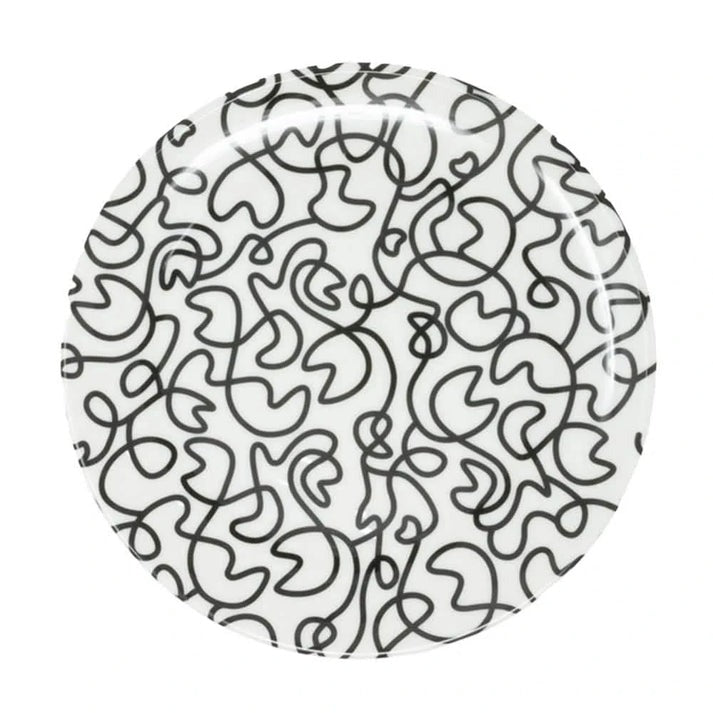 Black & White Squiggly 11" Dinner Plate Set of 4