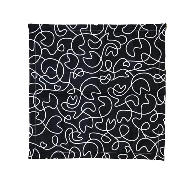 Black & White Squiggly 20.5" Napkin Set of Four