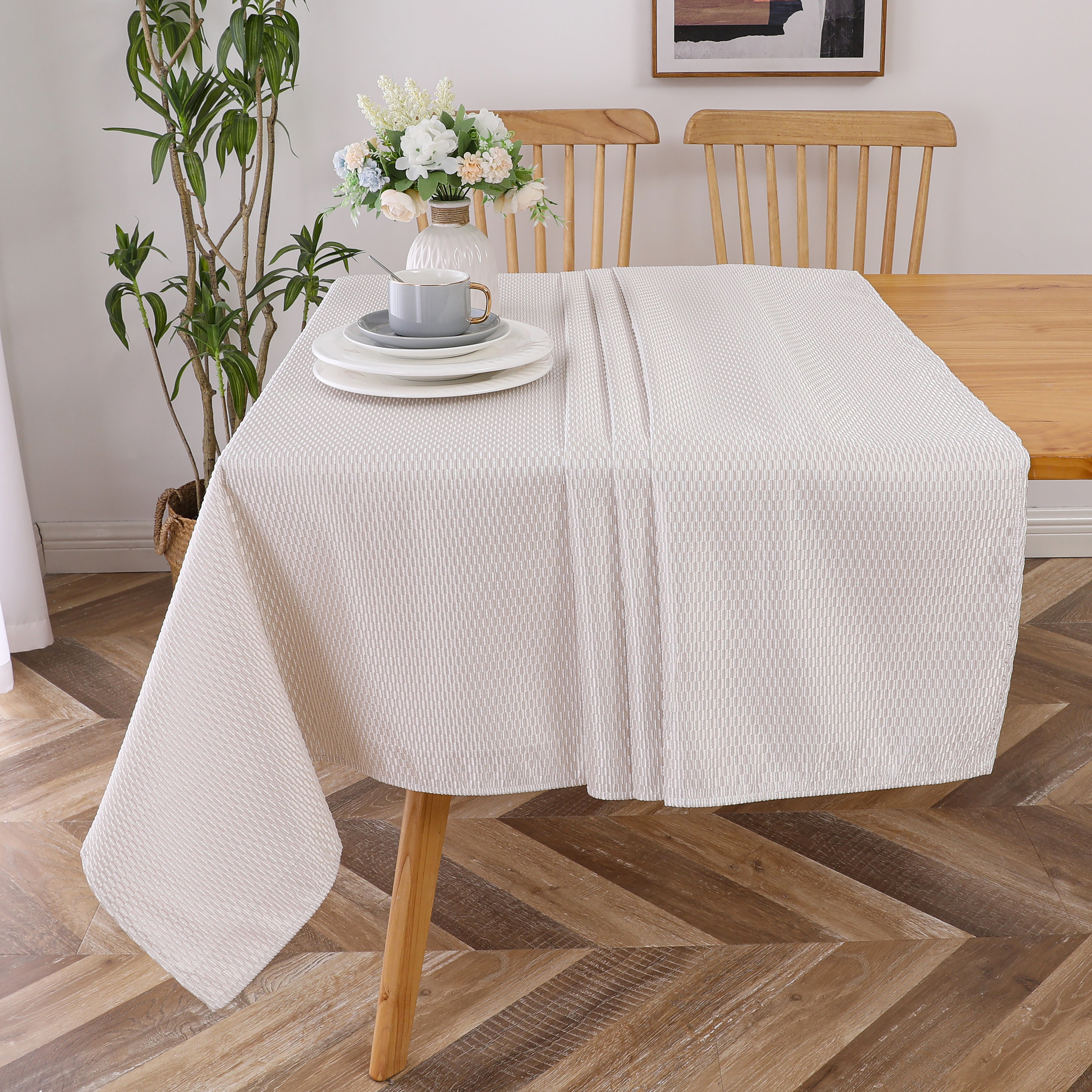 TC1380 Gold Jacquard Chenille Tablecloth