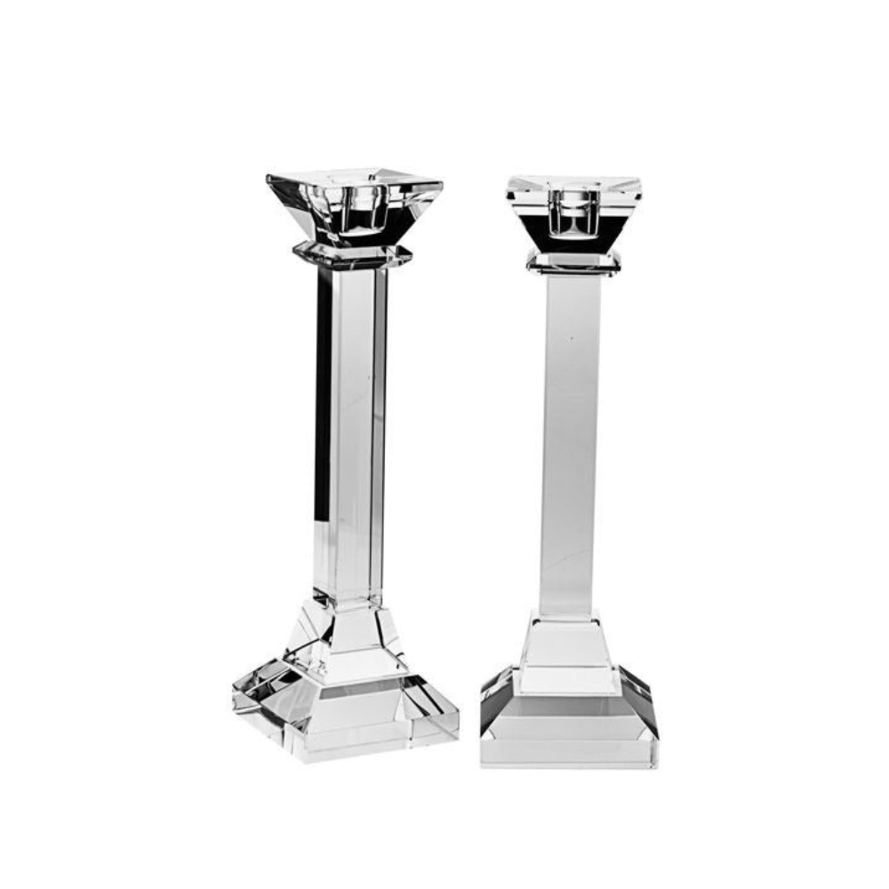 10" Square Crystal Candlesticks