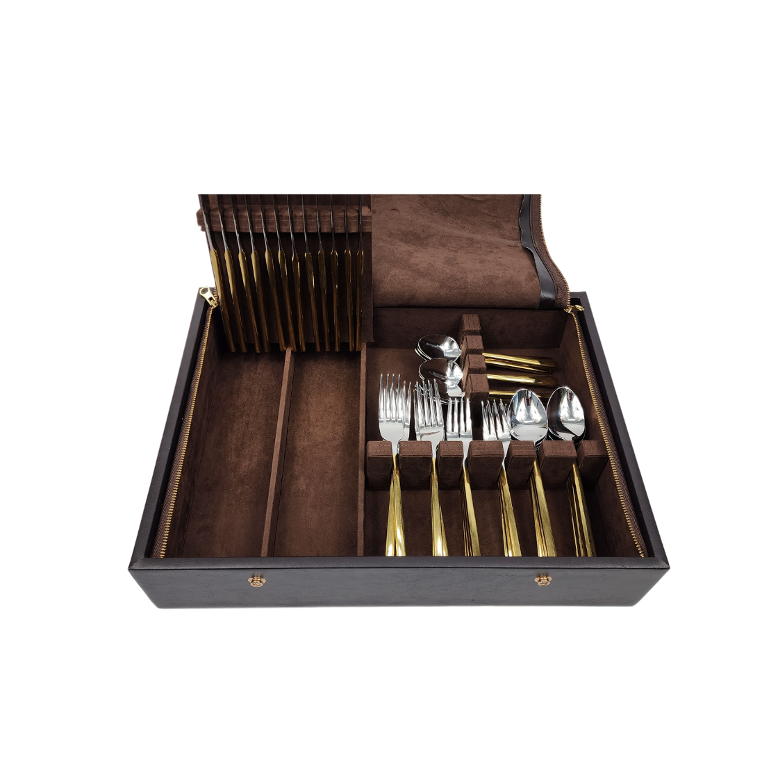 Brown Leather Flatware Chest