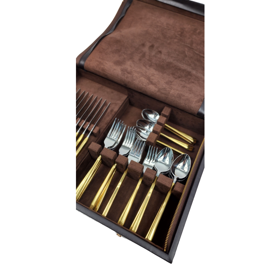 Brown Leather Flatware Chest