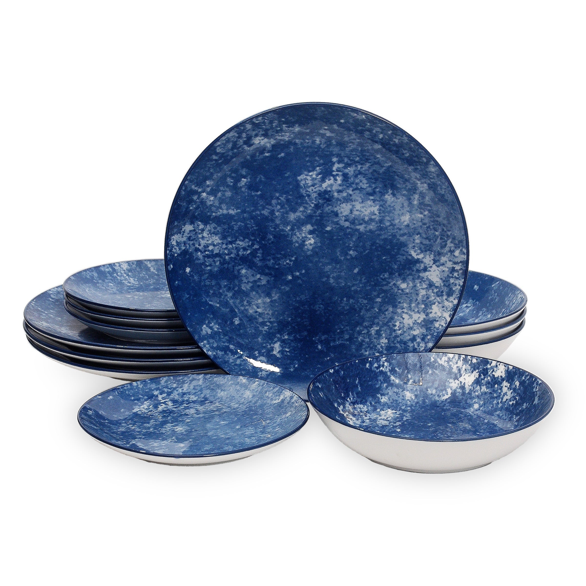 Wingate Blue Porcelain 12 Piece Dinnerware Set