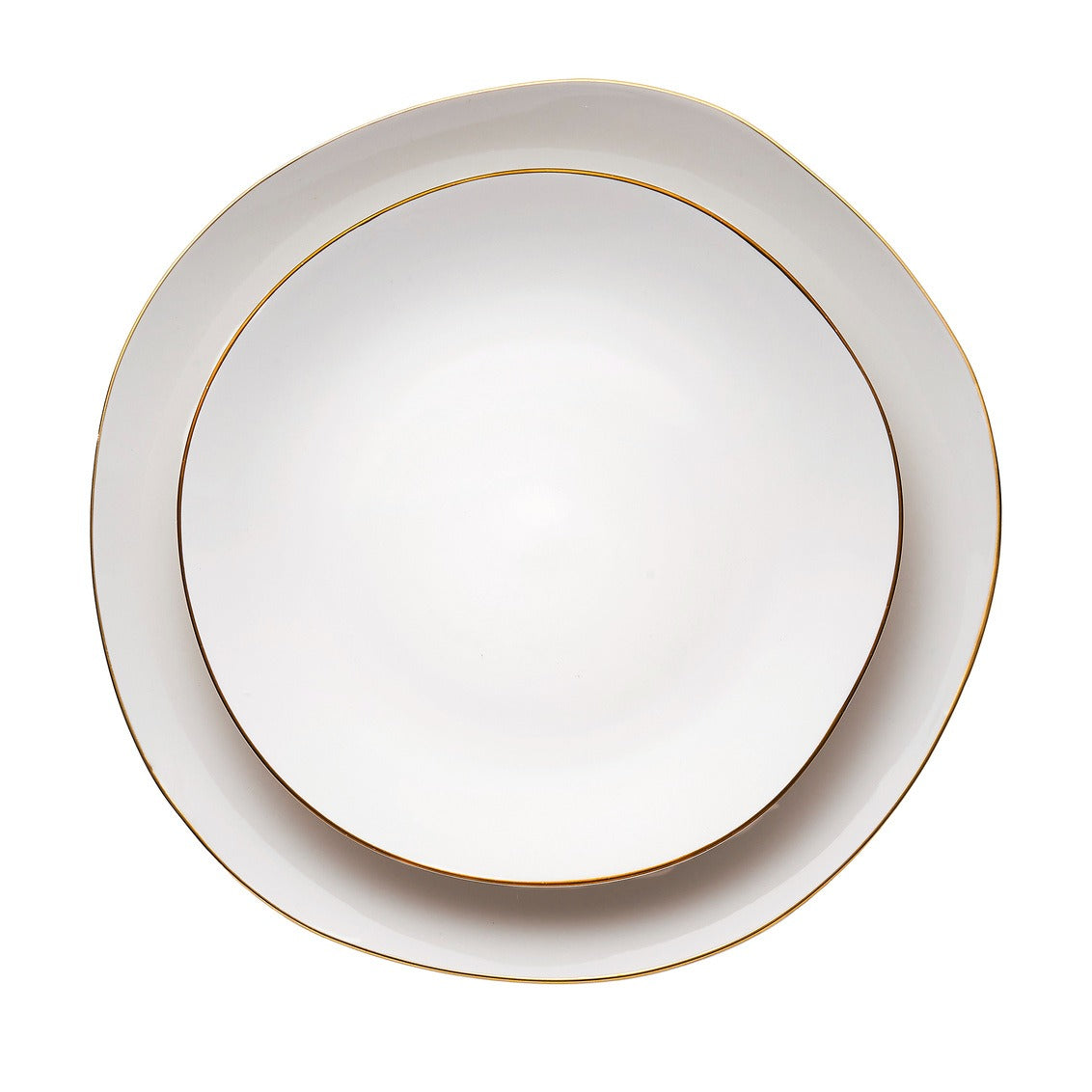 Andover White 12 Piece Gold Rim Dinnerware Set