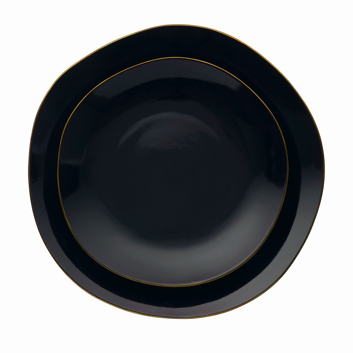 Andover Black 12 Piece Gold Rim Dinnerware Set