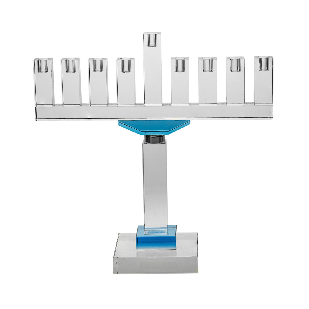 Crystal Blue Menorah 10.5 inches