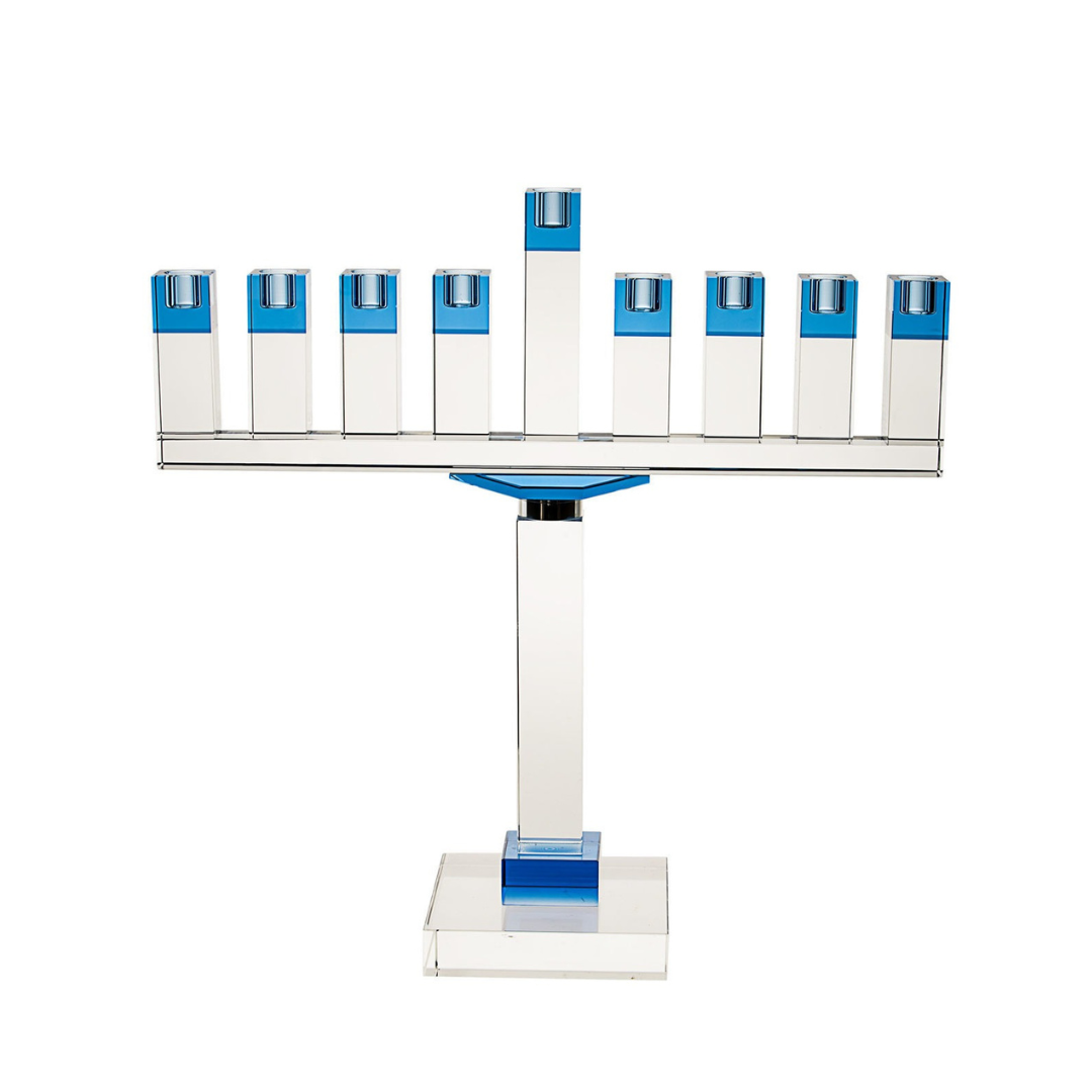 Blue Crystal Menorah 19"