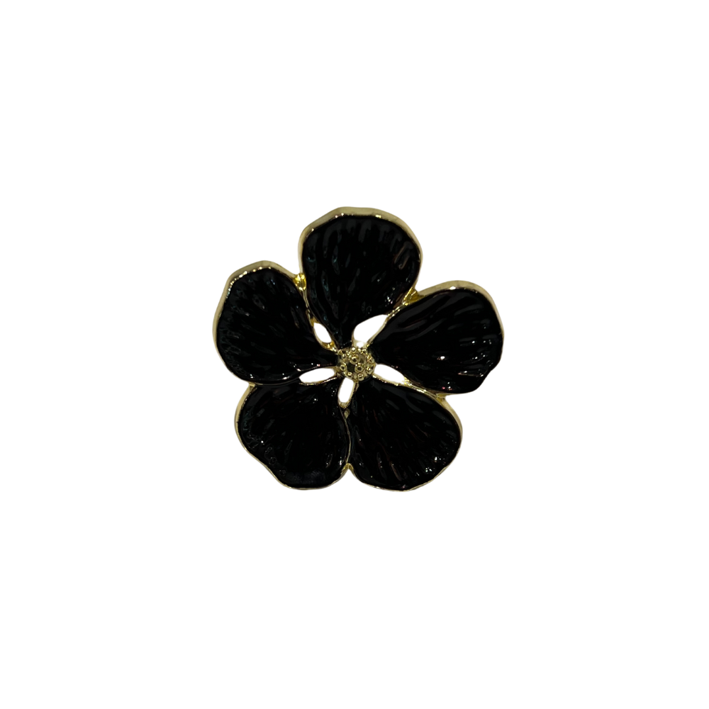 Black & Gold Flower Napkin Ring Set of 6